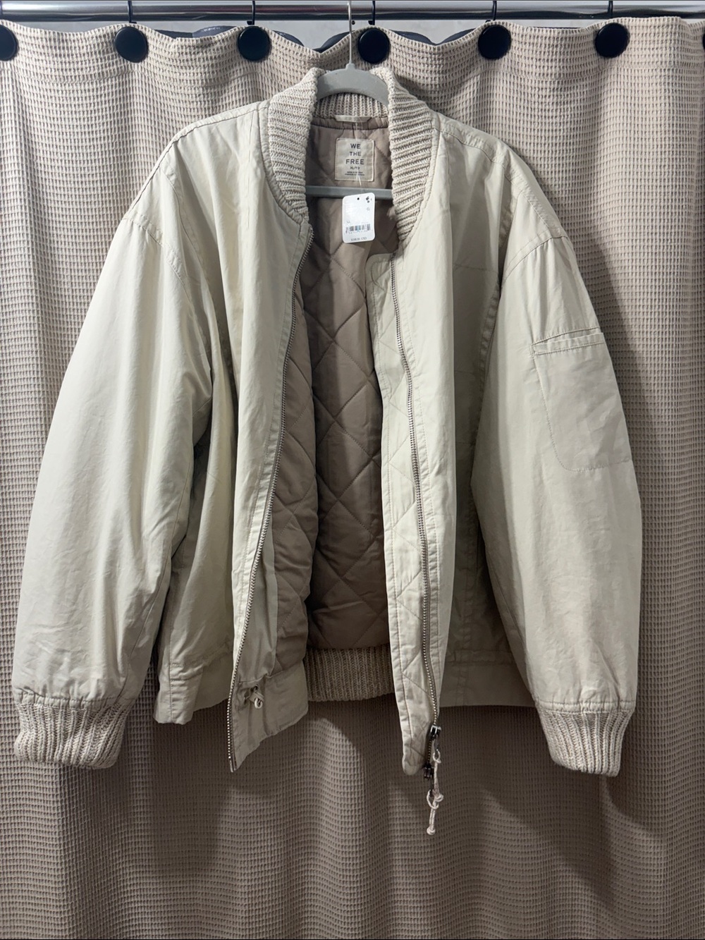 We The Free Quilted Bomber Jacket - Beige/Cream